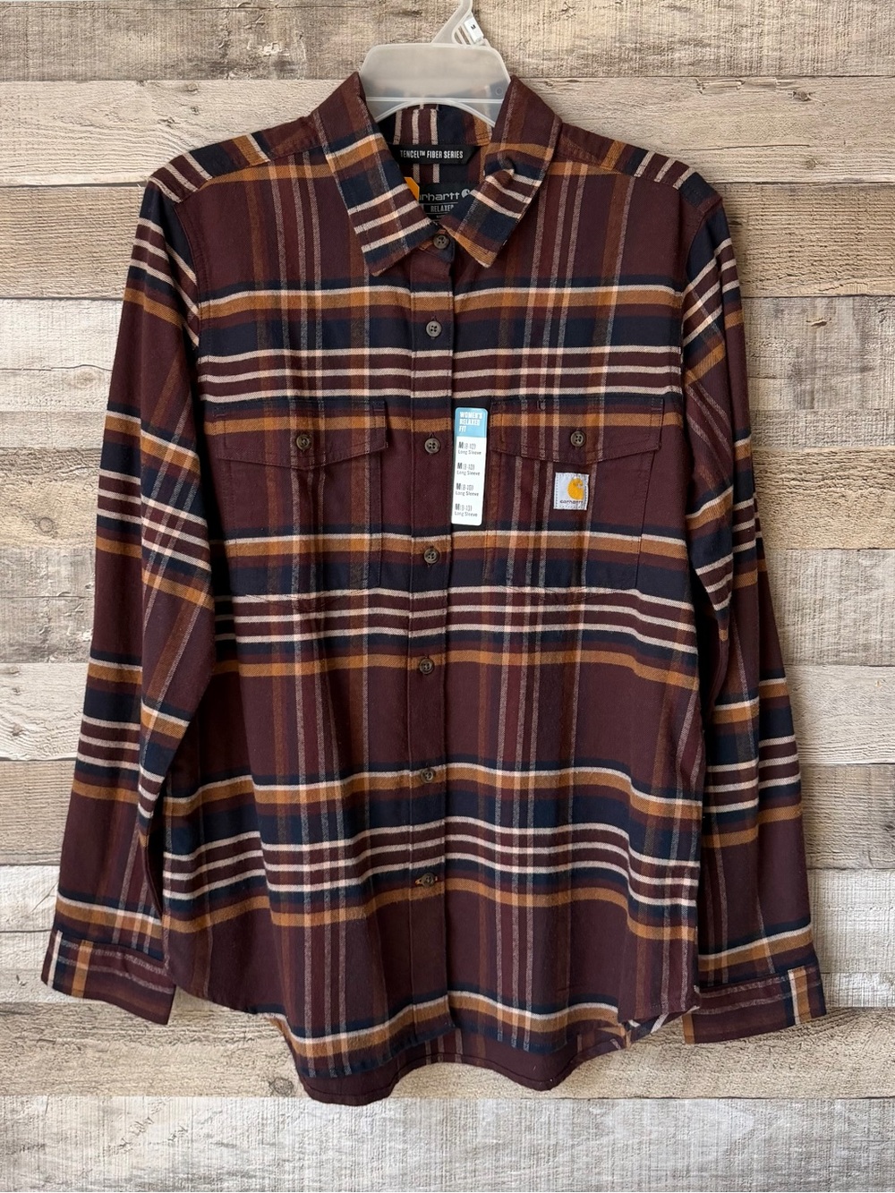 Carhartt Women’s TENCEL™ Fiber Series Relaxed Fit Plaid Shirt – Medium – NWT